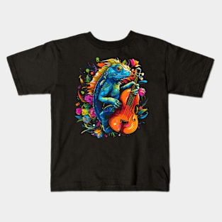 Iguana Playing Violin Kids T-Shirt